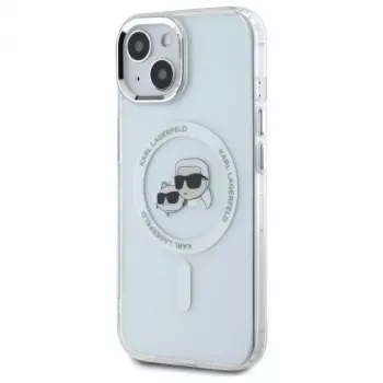 Karl Lagerfeld KLHMP14SHLSKCH Hardcase for Apple iPhone 14 6.1 inch White IML Metal Karl & Choupette Head MagSafe