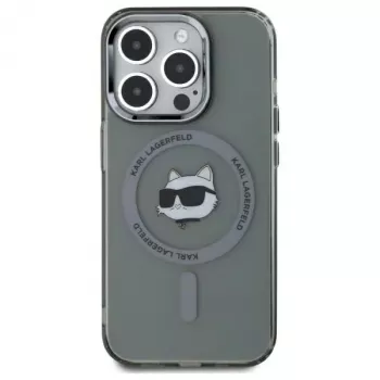 Karl Lagerfeld KF002417 iPhone 15 Pro Max 6.7 inch Black Hardcase IML Metal Choupette Head MagSafe