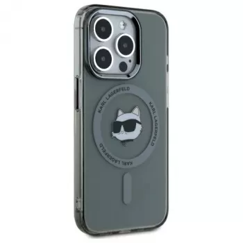 Karl Lagerfeld KF002417 iPhone 15 Pro Max 6.7 inch Black Hardcase IML Metal Choupette Head MagSafe