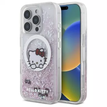 Hello Kitty HKHMP16LLSWKH iPhone 16 Pro 6.3 inch White Hardcase Liquid Glitter Sweet Kitty Bows MagSafe