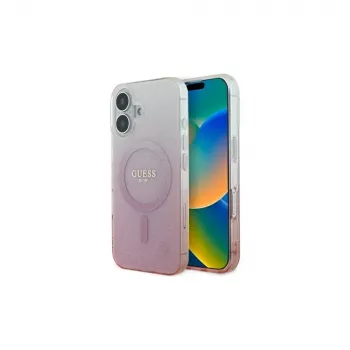 Guess IML Glitter Gradient MagSafe Case for iPhone 16 (Pink)