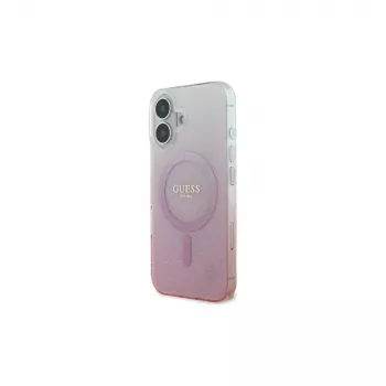 Guess IML Glitter Gradient MagSafe Case for iPhone 16 (Pink)