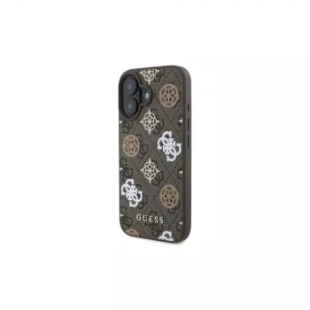 Guess Peony On 4G Background MagSafe Case for iPhone 16 (Brown)