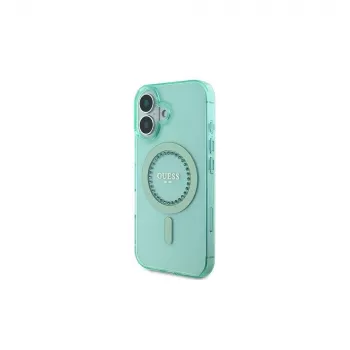Guess GUHMP16SPFTDTEN iPhone 16 6.1 inch Green Hardcase IML Rhinestones MagSafe