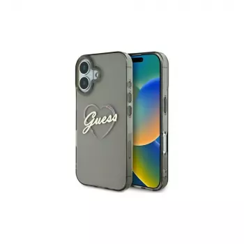 Guess GUHCP16MHCHGSPK Hardcase for iPhone 16 Plus 6.7 inch Black Heart IML