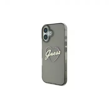Guess GUHCP16MHCHGSPK Hardcase for iPhone 16 Plus 6.7 inch Black Heart IML