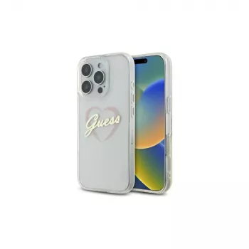 Guess GUHCP16LHCHGSPT IML Heart Hard Case for Apple iPhone 16 Pro 6.3, Transparent