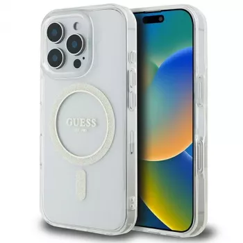 Guess Glitter Circle MagSafe Hard Case for Apple iPhone 16 Pro Max (6.9 inch) - Transparent