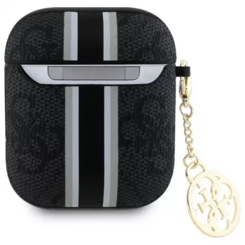 Guess GUA2P4RPSK AirPods 1/2 Cover Black 4G Printed Stripes Charm