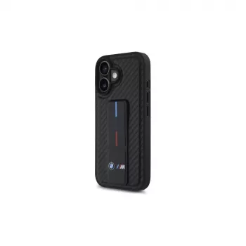 BMW BMHCP16SGSPCCK M Grip Stand Smooth and Carbon Hardcase for iPhone 16 6.1 – Black