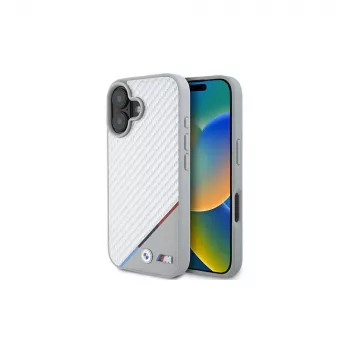 BMW M Carbon Tricolor Line Hardcase for iPhone 16 6.1 inch - Grey MagSafe