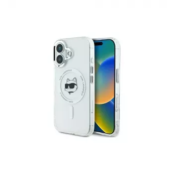 Karl Lagerfeld KLHMP16MHLSCHH Hardcase IML Metal Choupette Head MagSafe for iPhone 16 Plus 6.7 White