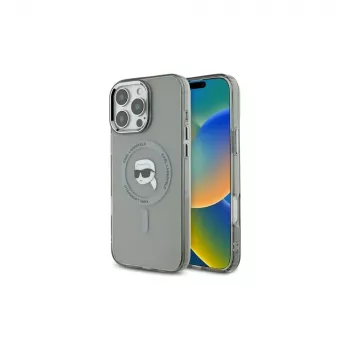 Karl Lagerfeld KLHMP16LHLSKIK Hardcase IML Metal Karl Head MagSafe for Apple iPhone 16 Pro 6.3 inch Black