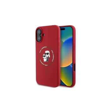 Karl Lagerfeld iPhone 16 Plus 6.7 inch Hardcase Silicone Karl & Choupette Ring MagSafe - Red