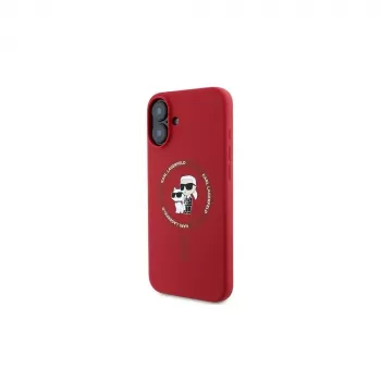 Karl Lagerfeld iPhone 16 Plus 6.7 inch Hardcase Silicone Karl & Choupette Ring MagSafe - Red