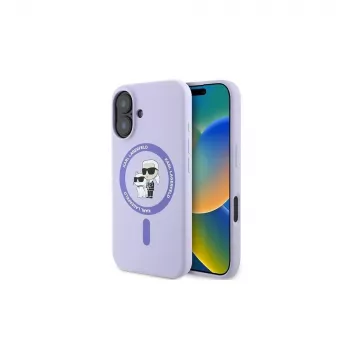 Karl Lagerfeld KLHMP16MSCMKCRHU Hardcase Silicone MagSafe Case for iPhone 16 Plus 6.7 inch Purple Karl & Choupette Ring