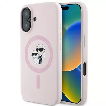 Karl Lagerfeld KLHMP16SSCMKCRHP Hardcase Silicone MagSafe Case for Apple iPhone 16 6.1 inch Pink Karl & Choupette