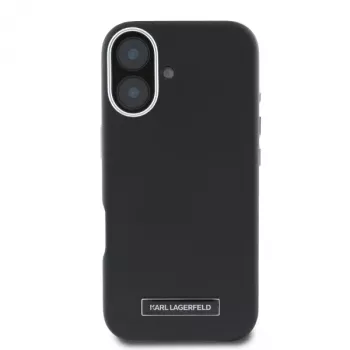 Karl Lagerfeld KLHMP16SPGMSRPK iPhone 16 6.1 inch Black Hardcase with Metal Plate MagSafe