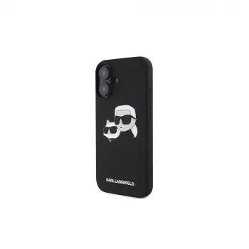 Karl Lagerfeld iPhone 16 Plus 6.7 inch Black Hardcase Silicone Double Heads Print MagSafe