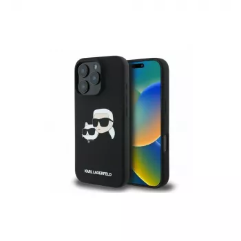 Karl Lagerfeld KLHMP16LSKCHPPLK iPhone 16 Pro 6.3 inch Black Hardcase Silicone Double Heads Print MagSafe