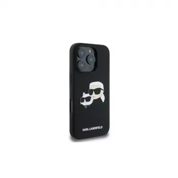 Karl Lagerfeld KLHMP16LSKCHPPLK iPhone 16 Pro 6.3 inch Black Hardcase Silicone Double Heads Print MagSafe