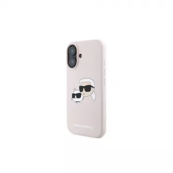 Karl Lagerfeld KLHMP16MSKCHPPLP iPhone 16 Plus 6.7 inch Pink Silicone Hard Case with Double Heads Print and MagSafe