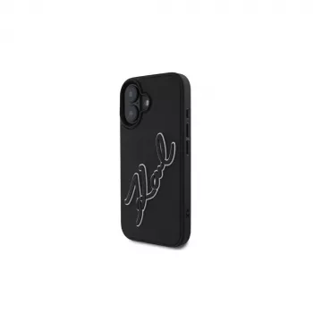 Karl Lagerfeld 3D Rubber Bicolor Signature Case for iPhone 16 (Black)