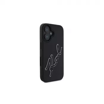 Karl Lagerfeld 3D Rubber Bicolor Signature Case for iPhone 16 (Black)