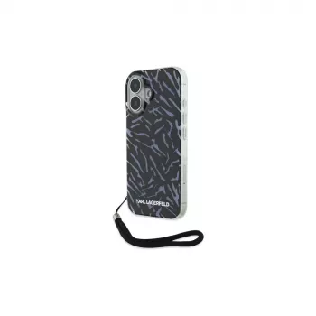 Karl Lagerfeld Zebra With Cord Case for Apple iPhone 16 - Purple