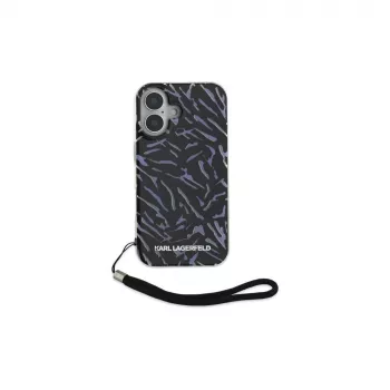Karl Lagerfeld Zebra With Cord Case for Apple iPhone 16 - Purple
