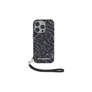 Karl Lagerfeld Zebra With Cord Case for iPhone 16 Pro, Purple