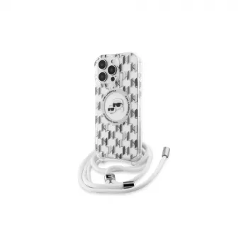 Karl Lagerfeld KLHMP16XHCKCKLCT iPhone 16 Pro Max 6.9 inch Transparent Hardcase IML Crossbody Monogram Karl & Choupette Head MagSafe