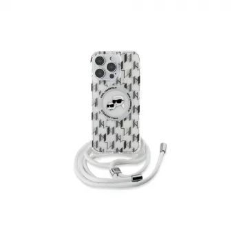 Karl Lagerfeld KLHMP16XHCKCKLCT iPhone 16 Pro Max 6.9 inch Transparent Hardcase IML Crossbody Monogram Karl & Choupette Head MagSafe