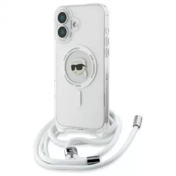 Karl Lagerfeld KLHMP16SHCKHNT iPhone 16 Hardcase Transparent Crossbody IML Karl Head Magsafe