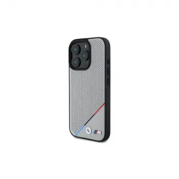 BMW M Perforated Tricolor Line Hardcase for Apple iPhone 16 Pro 6.3 inch Grey MagSafe