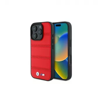 BMW M Collection Perforated and Stitched Line Hardcase for Apple iPhone 16 Pro 6.3 inch Red MagSafe
