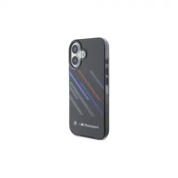 BMW BMHCP16M23HTRAK Hardcase for iPhone 16 Plus 6.7 inch Black Motorsport IML Random Stripes