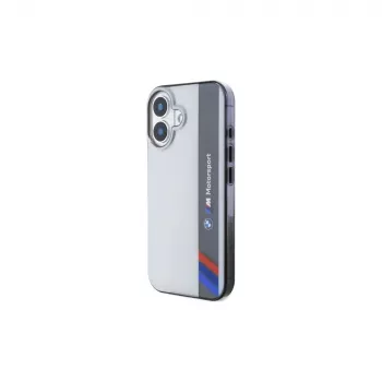 BMW BMHCP16S23HTFEG iPhone 16 6.1 inch Grey Hard Case Motorsport IML Vertical Stripe