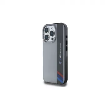BMW Motorsport Hard Case for Apple iPhone 16 Pro 6.3 inch Grey IML Vertical Stripe