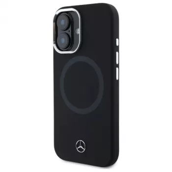 Mercedes-Benz MEHMP16S23SUTTK iPhone 16 6.1 inch Black Silicone Hardcase with Tonal Logo and MagSafe
