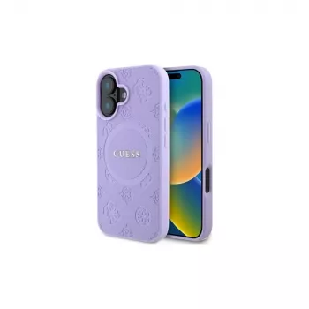 Guess GUHMP16MPSAPSMEU iPhone 16 Plus 6.7 inch Purple Hardcase Saffiano Peony Classic Logo MagSafe