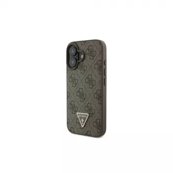 Guess GUHCP16SP4TDSCPW iPhone 16 6.1 Hardcase Leather Metal Logo Strass Crossbody Brown