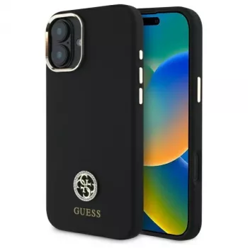 Guess GUHCP16SM4DGPK iPhone 16 6.1 inch Black Hardcase Silicone Logo Strass 4G