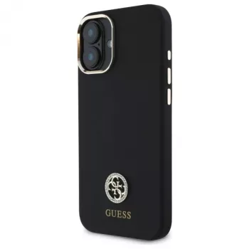 Guess GUHCP16SM4DGPK iPhone 16 6.1 inch Black Hardcase Silicone Logo Strass 4G