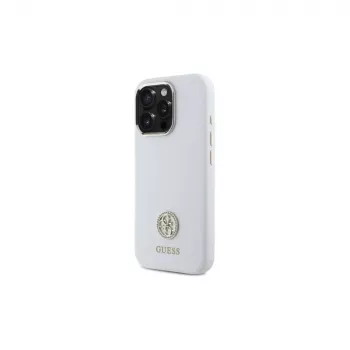 Guess GUHCP16LM4DGPH iPhone 16 Pro 6.3 inch White Silicone Hardcase with Rhinestone Logo 4G