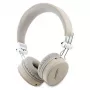 Guess Grained Classic Round Shape Wireless Bluetooth Over-Ear Headphones with ENC, Beige