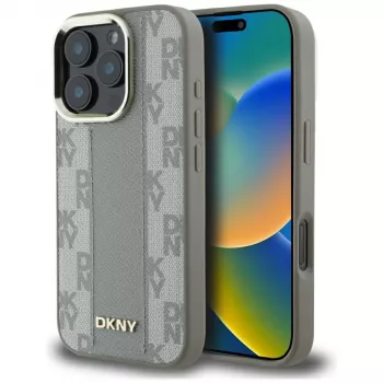 DKNY Checkered Pattern MagSafe Case for iPhone 16 Pro Max - Beige