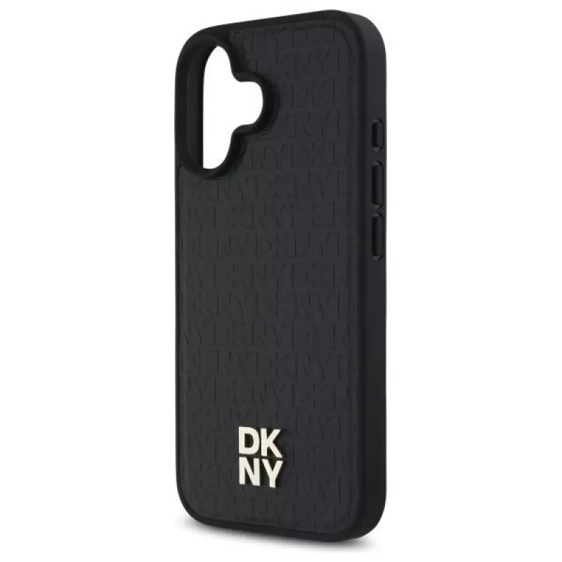 DKNY DKHMP16SPSHRPSK iPhone 16 6.1 Hard Case Black Repeat Pattern Stack Logo MagSafe