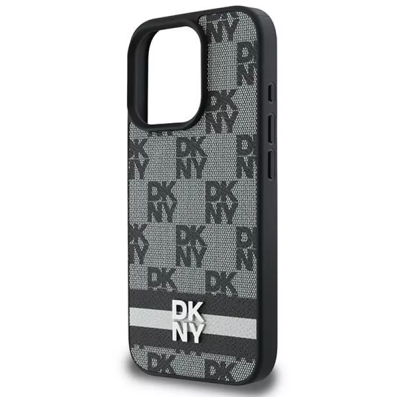 DKNY DKHCP16LPCPTSSK Hard Case for Apple iPhone 16 Pro 6.3 inch Black Checkered Pattern & Printed Stripes