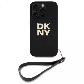 DKNY DKHCP16LPBSWSK iPhone 16 Pro 6.3 inch Black Hard Case with Wrist Strap and Stock Logo